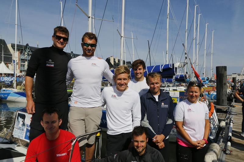 One final team photo on the docks in Deauville before La Solitaire Bompard Le Figaro leg 1 start photo copyright Artemis Offshore Academy taken at  and featuring the Figaro class