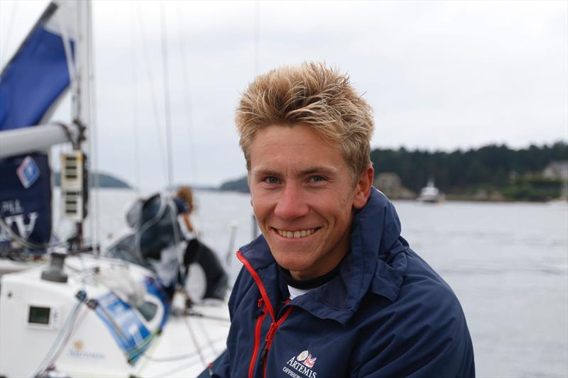 Top Rookie Will Harris in Paimpol after leg 2 of La Solitaire Bompard Le Figaro photo copyright Artemis Offshore Academy taken at  and featuring the Figaro class