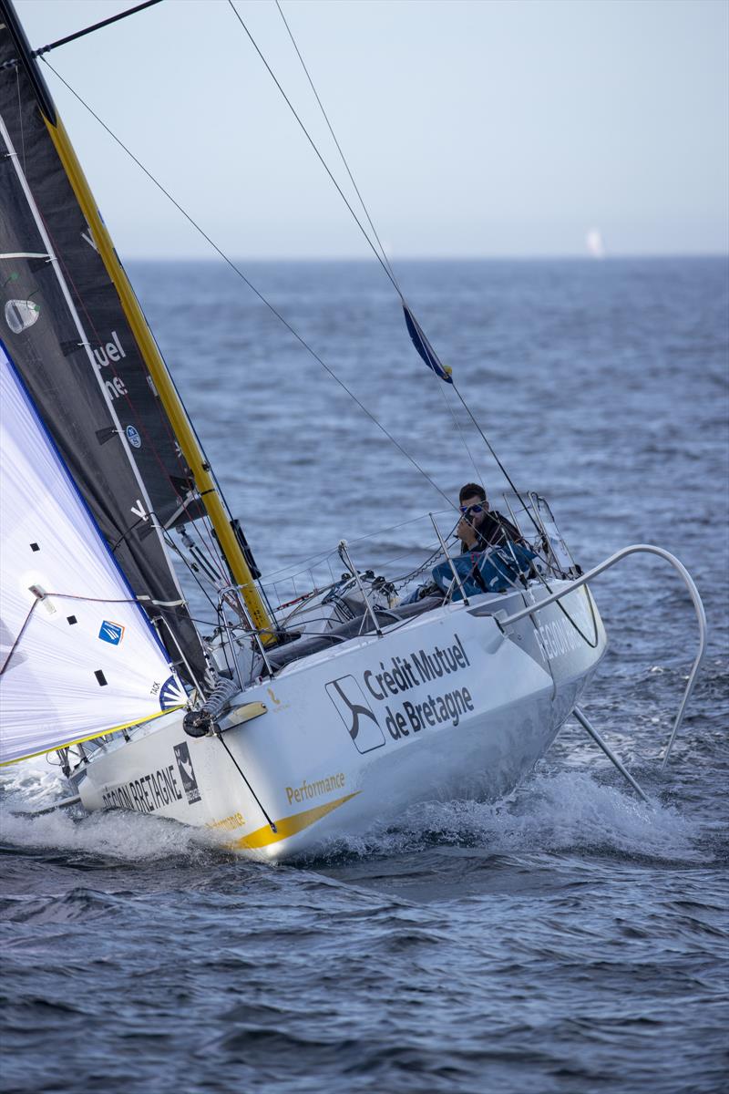 The 54th la Solitaire du Figaro Paprec Leg 2: Gaston Morvan early this morning photo copyright Alexis Courcoux taken at  and featuring the Figaro class