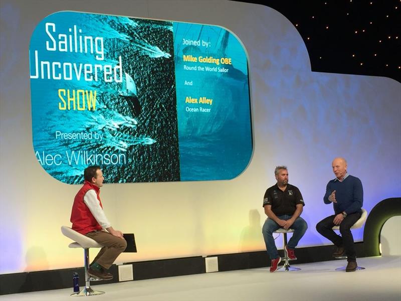 Alex Alley and Mike Golding on 'Sailing Uncovered' at the London Boat Show photo copyright Pixel Boat taken at  and featuring the  class