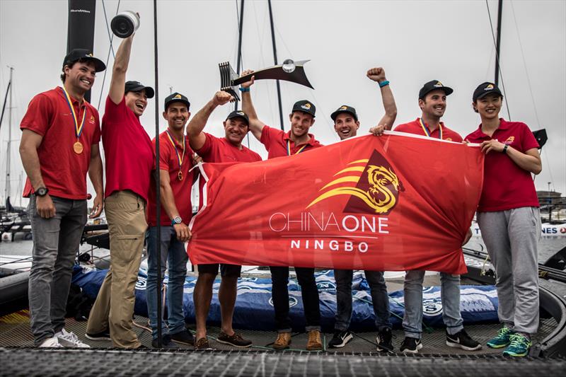 Phil Robertson and the crew of ChinaOne Ningbo win the M32 World Championship photo copyright Anton Klock / M32 Worlds taken at  and featuring the M32 class