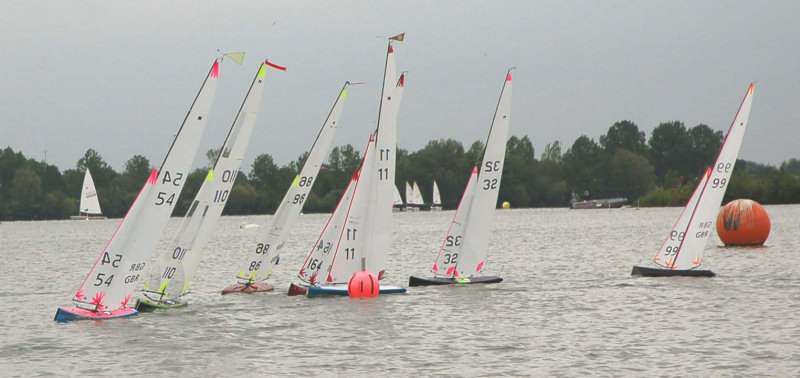 A dry spell during the Marblehead nationals at Burghfield photo copyright Roger Stollery taken at Burghfield Sailing Club and featuring the Marblehead class