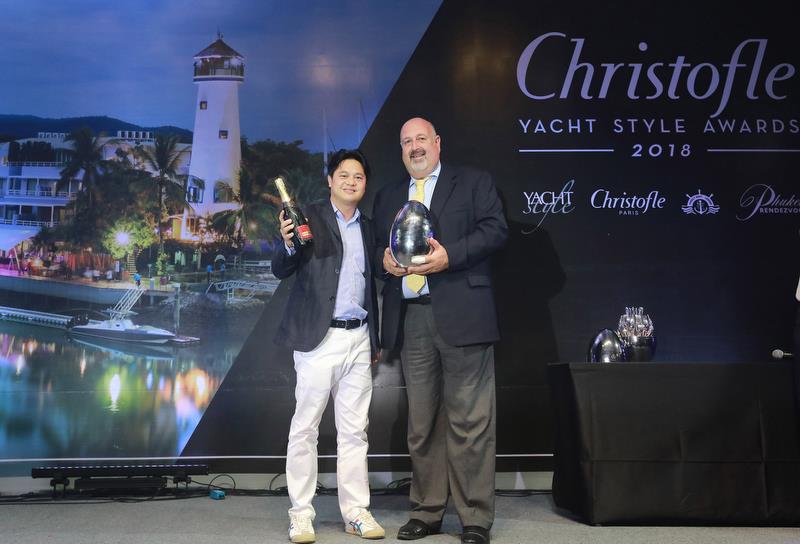 Scott Finsten (right) receives the 'Best Marina in Asia' Award at the Christofle Yacht Style Awards 2018  photo copyright Poseidon 2017 taken at  and featuring the Marine Industry class