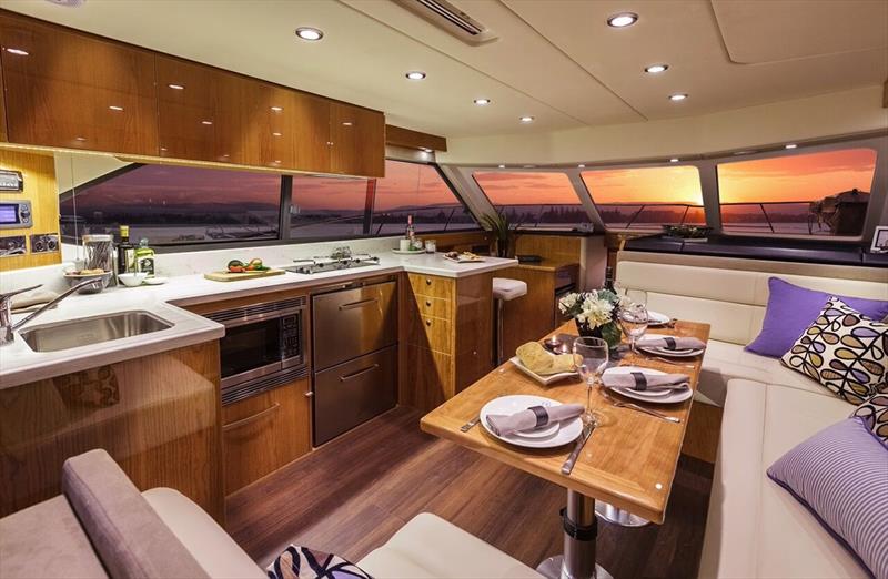Her very comfortable interior ensures the 43 Open Flybridge offers all the comforts of home - photo © Riviera Studio
