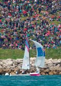 Steph Hazard helming in the Women's Match Racing at London 2012 by onEdition
