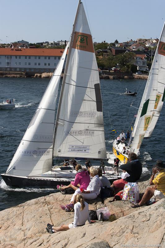 Anna Kjellberg (left) against Stephanie Roble (right) in the Lysekil Women's Match photo copyright Dan Ljungsvik taken at  and featuring the Match Racing class