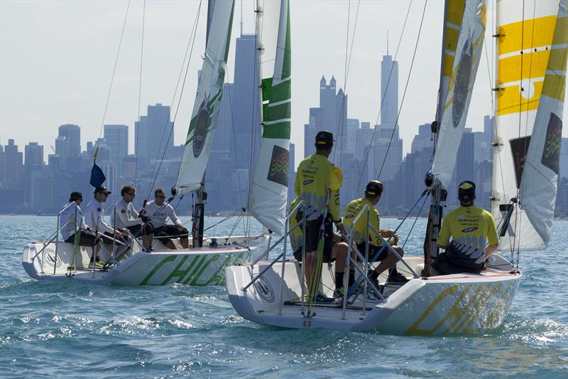Perfect conditions on day 1 of the Chicago Match Cup photo copyright Ian Roman / AWMRT taken at Chicago Match Race Center and featuring the Match Racing class