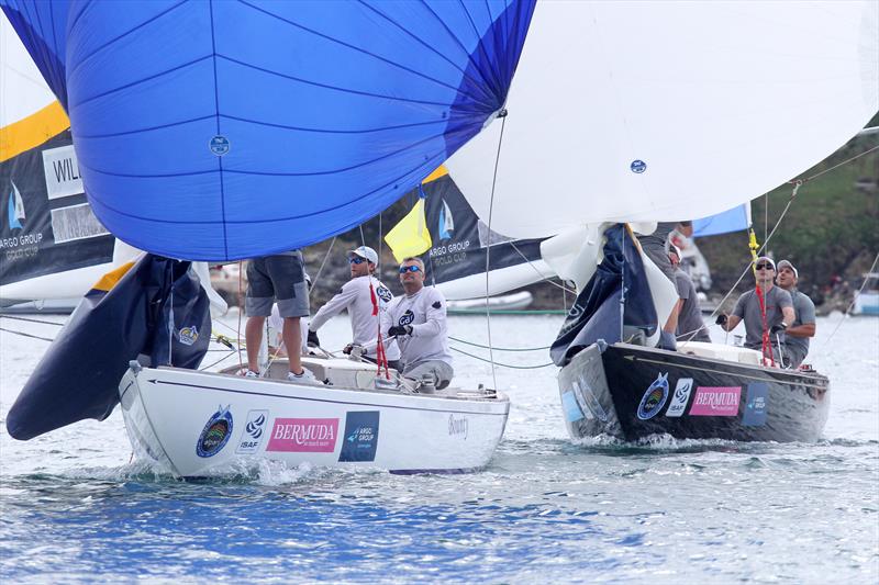 Ian Williams, GAC Pindar leading Francesco Bruni, Luna Rossa on day 1 of the Argo Group Gold Cup in Bermuda photo copyright Charles Anderson / AGGC taken at Royal Bermuda Yacht Club and featuring the Match Racing class