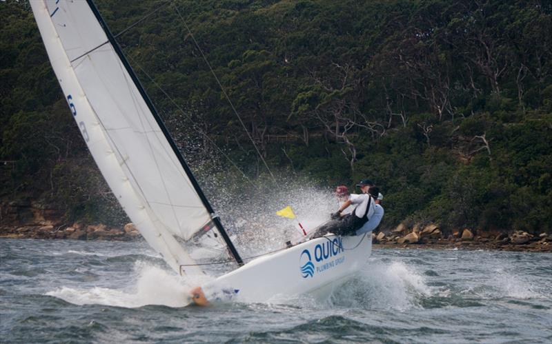 Sam Mackay from the Royal Port Nicholson Yacht Club, Wellington, New Zealand, sailing yesterday's strong southerly winds of day one of the Hardy Cup photo copyright Raoul de Ferranti taken at Royal Sydney Yacht Squadron and featuring the Match Racing class