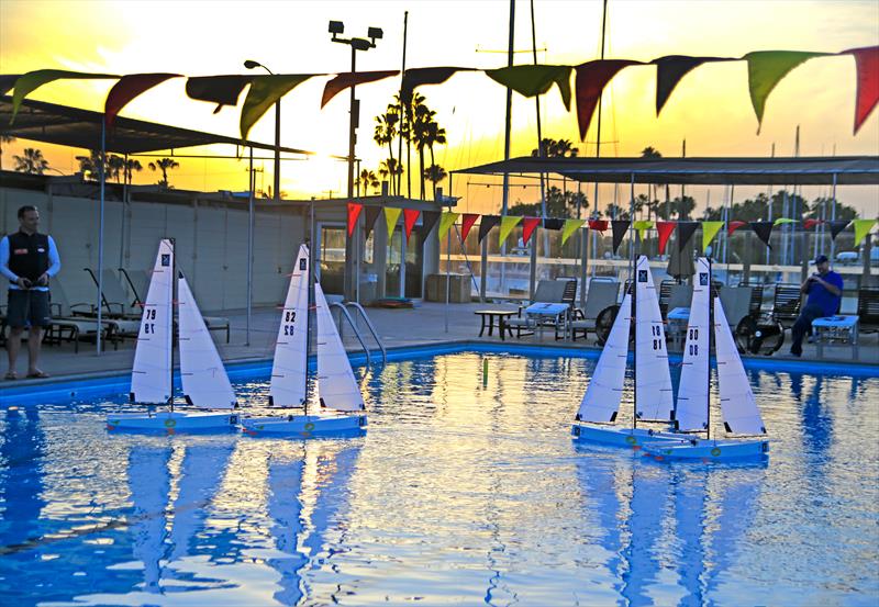 Mini match racing on the pool of Long Beach Yacht Club during the Congressional Cup photo copyright Bob Grieser / www.outsideimages.com taken at Long Beach Yacht Club and featuring the Match Racing class