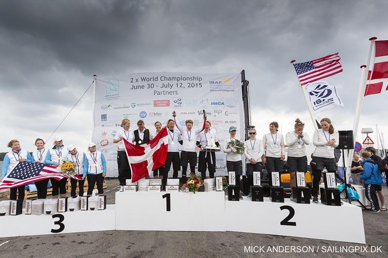 2015 ISAF Women's Match Racing World Championship in Middelfart day 5 podium photo copyright Mick Anderson / www.sailingpix.dk taken at Middelfart Sailing Club and featuring the Match Racing class
