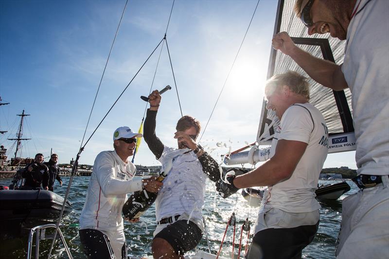 Nicolai Sehested celebrates with his team after winning the Energa Sopot Match Race, a world champioinship on the 2015 World Match Racing Tour photo copyright Robert Hajduk / WMRT taken at  and featuring the Match Racing class