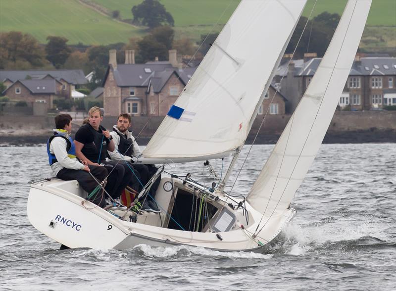 Strathclyde University Blue (Peter Cameron) at the Ceilidh Cup and Scottish Student Sailing Match Racing Championship photo copyright Neill Ross / www.neillrossphoto.co.uk taken at Royal Northern & Clyde Yacht Club and featuring the Match Racing class
