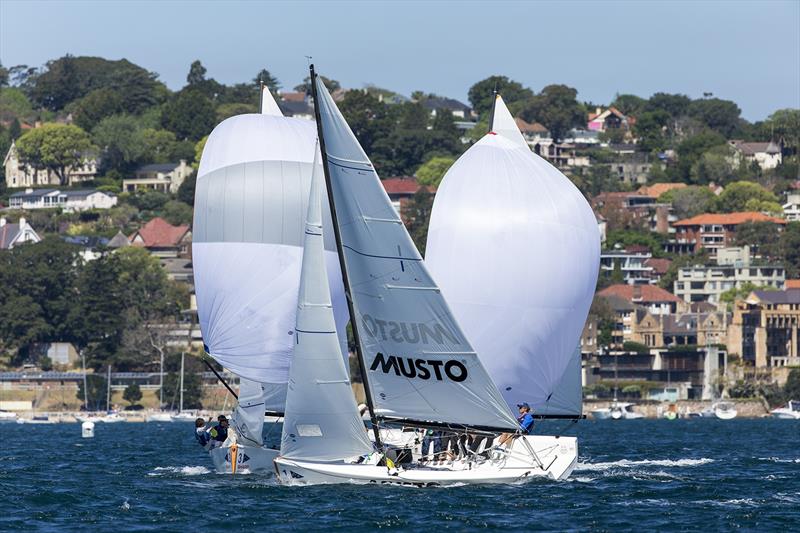 John Lynch (NT) sailing upwind on day 1 of the Sharp Australian Youth Match Racing Championship photo copyright Andrea Francolini taken at Cruising Yacht Club of Australia and featuring the Match Racing class