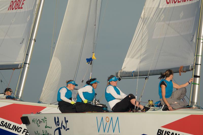 The Dutch Match Racing Team with skipper Renée Groeneveld lead the 2017 WIM Series photo copyright Busan, Korea taken at  and featuring the Match Racing class