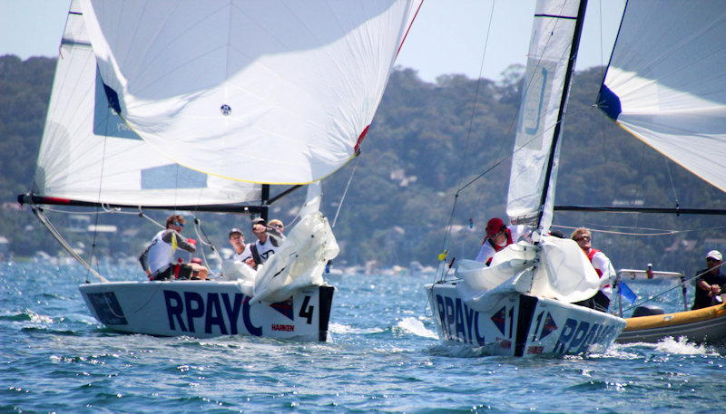 James Wilson (RNZYS, left) and Pacific Racing Team (right) at the Harken International Youth Match Racing Championship photo copyright RPAYC taken at Royal Prince Alfred Yacht Club and featuring the Match Racing class
