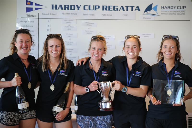 Hardy Cup winners L-R Clare Costanzo, Hannah Lanz, Jess Angus, Celia Wilson, Ruby Scholten - 2018 Hardy Cup Sydney International Match Racing Regatta photo copyright Darcie C Photography taken at Royal Sydney Yacht Squadron and featuring the Match Racing class