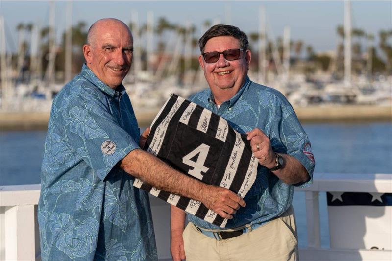 International Umpire and Judge Kirk Brown (right) honoured for his years of service to the yachting community by Chief Umpire Philip Michel at the 58th Congressional Cup photo copyright WMRT taken at Long Beach Yacht Club and featuring the Match Racing class