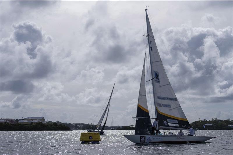 Ian William approaches the windward mark with Jeppe Borch trailing on port tack - Bermuda Gold Cup 2023 photo copyright Ian Roman / WMRT taken at Royal Bermuda Yacht Club and featuring the Match Racing class