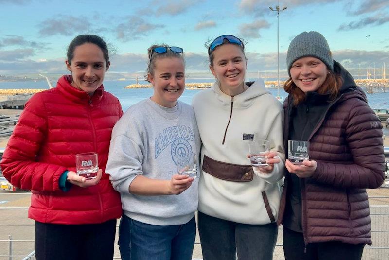Women's Winter Match Racing Championship winners (L-R) Verity Hopkins, Sarah Jarman, Hebe Hemming and Rosie Povall photo copyright Lorna Graham taken at Weymouth & Portland Sailing Academy and featuring the Match Racing class
