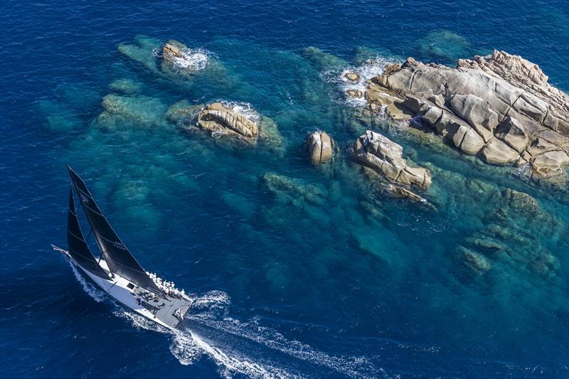 Racing off the magnificent, but rocky Costa Smeralda on day 4 of the Maxi Yacht Rolex Cup photo copyright Rolex / Carlo Borlenghi taken at Yacht Club Costa Smeralda and featuring the Maxi 72 Class class