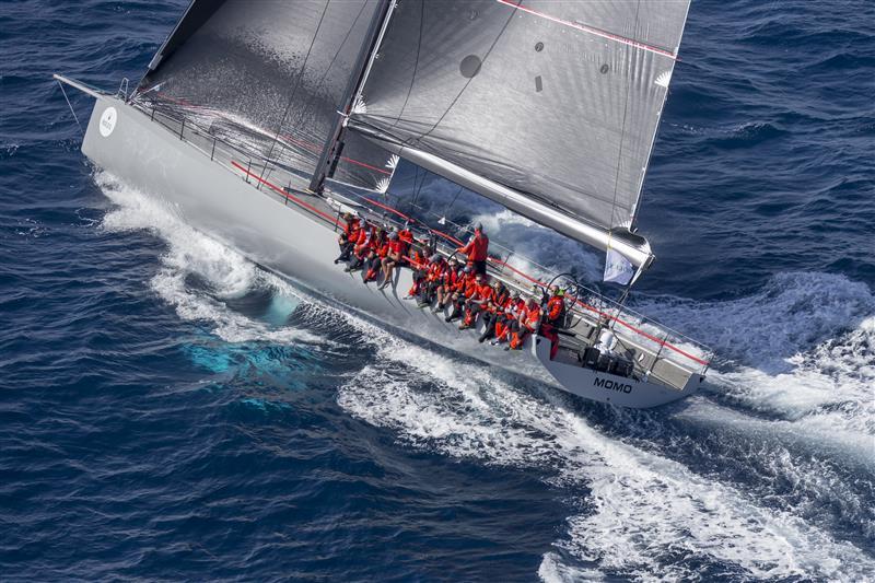 Dieter Schön's Momo (GER) approaching Levanto Island during the Rolex Middle Sea Race photo copyright Rolex / Carlo Borlenghi taken at Royal Malta Yacht Club and featuring the Maxi 72 Class class
