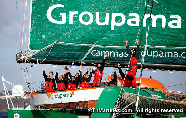 Groupama 3 sets a new Jules Verne Trophy record photo copyright TH Martinez / Sea&Co / www.thmartinez.com taken at  and featuring the Maxi Cat class