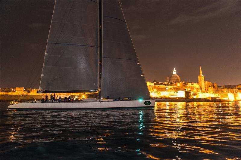 Morning Glory (GER) entering Marsamxett Harbour to claim Line Honours in the Rolex Middle Sea Race photo copyright Kurt Arrigo / Rolex taken at Royal Malta Yacht Club and featuring the Maxi class