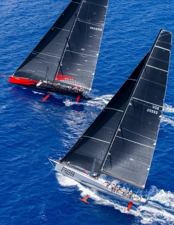 Comanche and Rambler lined up for the first time in the 2015 Les Voiles de St. Barth ©  photo copyright Christophe Jouany taken at Royal Ocean Racing Club and featuring the Maxi class