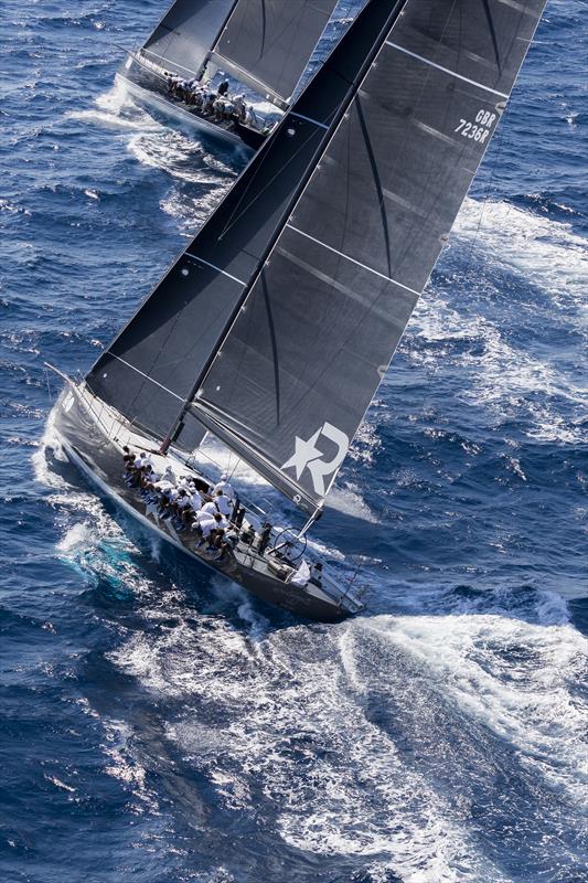 Robertissima III chases the ever consistent Bella Mente at the Maxi Yacht Rolex Cup photo copyright Rolex / Carlo Borlenghi taken at Yacht Club Costa Smeralda and featuring the Maxi class