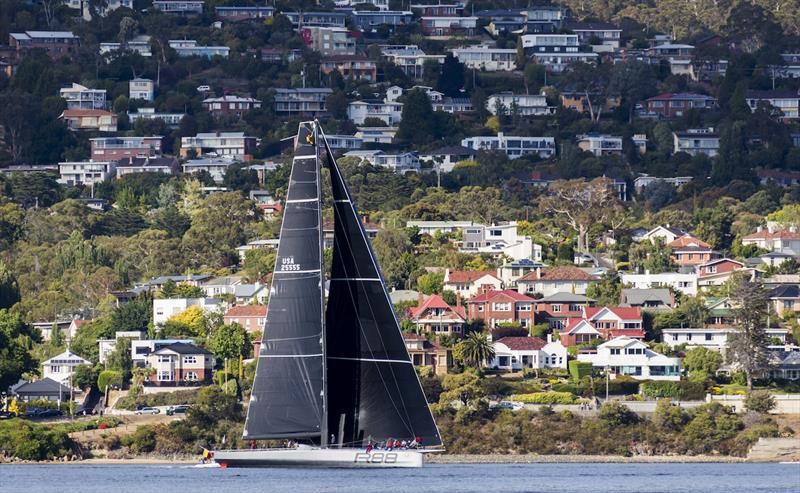 Rambler 88 close inshore looking for pressure in the Rolex Sydney Hobart Yacht Race photo copyright Rolex / Stefano Gattini taken at Cruising Yacht Club of Australia and featuring the Maxi class