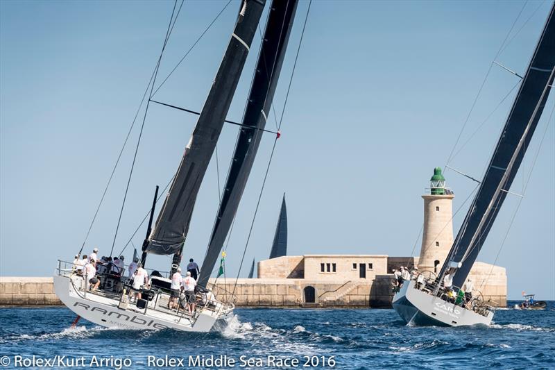 The Rolex Middle Sea Race 2016 starts photo copyright Kurt Arrigo / Rolex taken at Royal Malta Yacht Club and featuring the Maxi class
