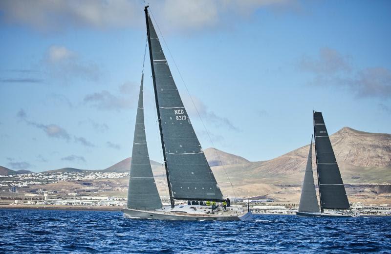 In IRC, the Dutch Marten 72, Aragon leads on the water in the RORC Transatlantic Race photo copyright RORC / James Mitchell taken at  and featuring the Maxi class