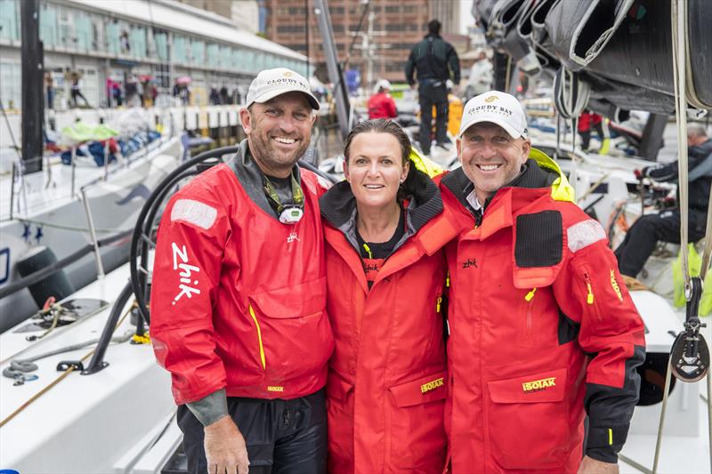 Rob Dulieu, Donna Hay & Aaron Row at the finish of the Rolex Sydney Hobart Yacht Race photo copyright Andrea Francolini taken at Cruising Yacht Club of Australia and featuring the Maxi class
