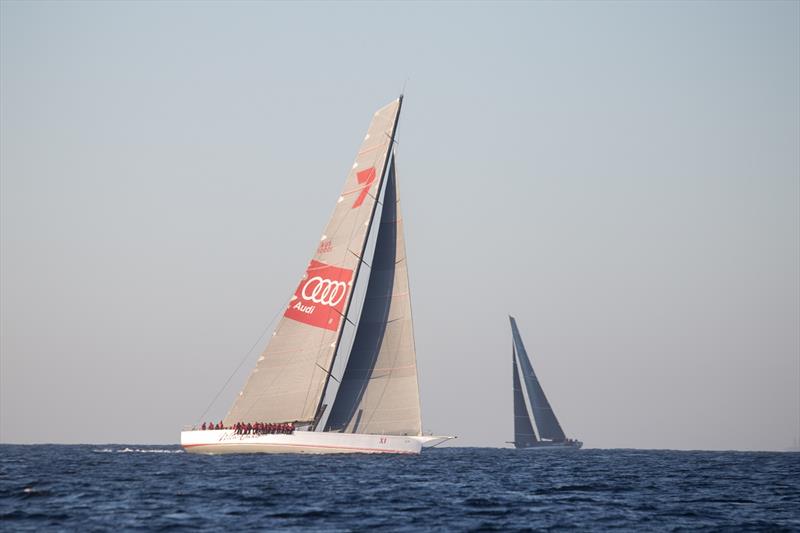 Wild Oats XI and Black Jack sprint to the finish in the 2017 Land Rover Sydney Gold Coast Yacht Race photo copyright Ross Macdonald taken at Cruising Yacht Club of Australia and featuring the Maxi class