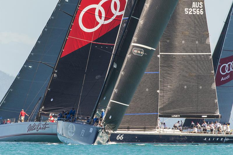Black Jack with Wild oats XI and Alive on day 3 at Audi Hamilton Island Race Week 2017 photo copyright Andrea Francolini taken at Hamilton Island Yacht Club and featuring the Maxi class