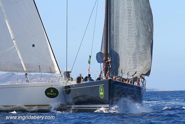 Illusion crashes into Kora at the Maxi Yacht Rolex Cup photo copyright Ingrid Abery / www.ingridabery.com taken at  and featuring the Maxi class
