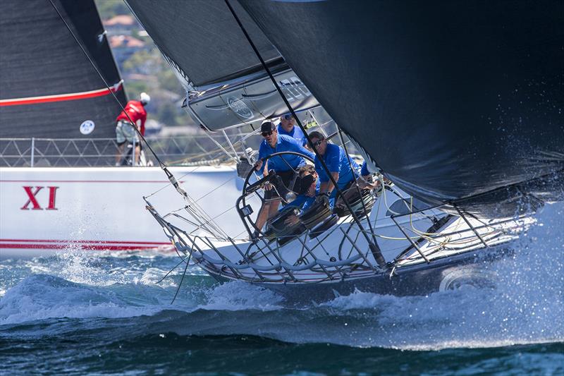 Black Jack powering in to a mark during the SOLAS Big Boat Challenge photo copyright Andrea Francolini taken at Cruising Yacht Club of Australia and featuring the Maxi class