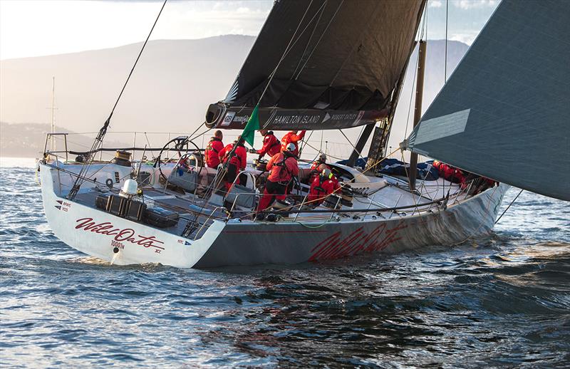 Wild Oats XI sets up for a gybe with her super light drifter... - photo © Crosbie Lorimer