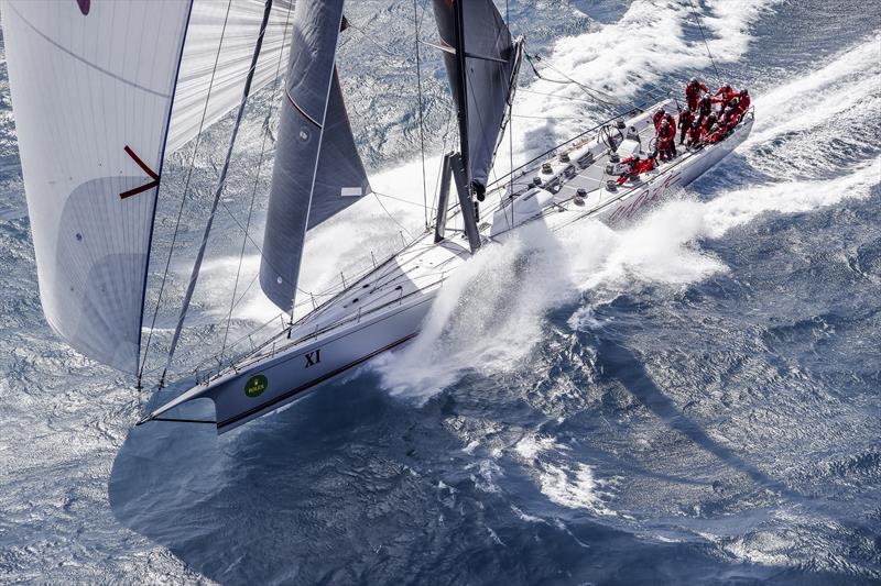 Wild Oats XI chases LDV Comanche as both boats chase the new race record in the 2017 Rolex Sydney Hobart Yacht Race photo copyright Carlo Borlenghi / Rolex taken at Cruising Yacht Club of Australia and featuring the Maxi class