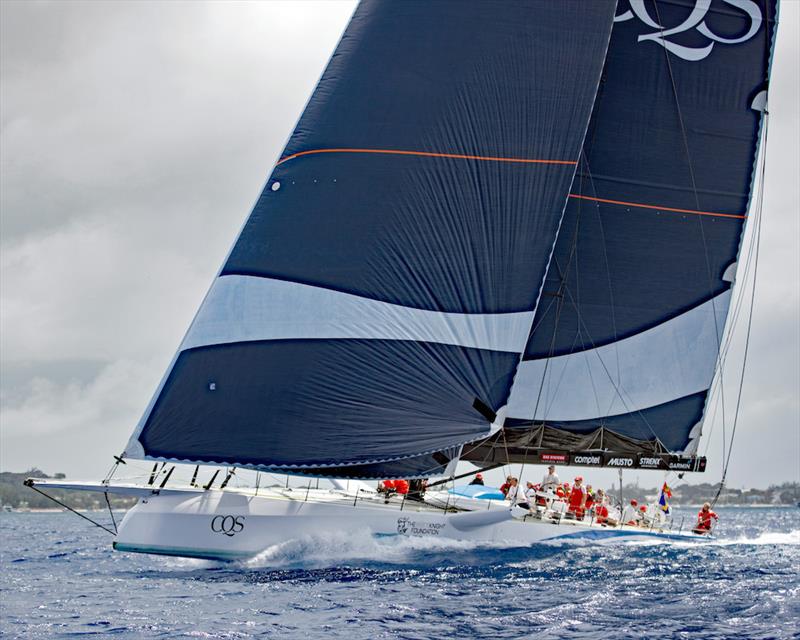 CQS on her way to breaking the 100ft and under record and Absolute Monohull record - Mount Gay Round Barbados Race 2018 photo copyright Peter Marshall / BSW taken at Barbados Cruising Club and featuring the Maxi class