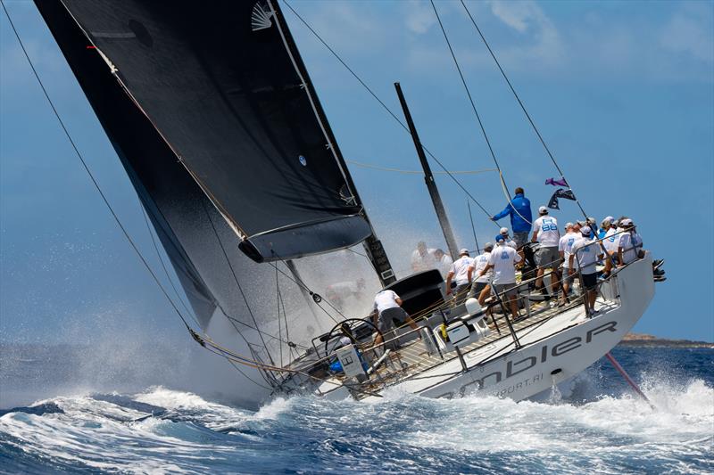 George David's Rambler 88 relished today's boisterous conditions on day 1 of Les Voiles de St Barth Richard Mille photo copyright Christophe Jouany taken at Saint Barth Yacht Club and featuring the Maxi class