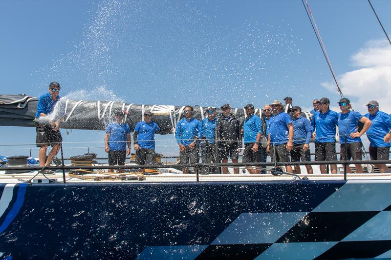 Peter Harburg and the Black Jack crew celebrate their line honours victory in the 151 Miglia-Trofeo Cetilar photo copyright Studio Taccola taken at Yacht Club Punta Ala and featuring the Maxi class