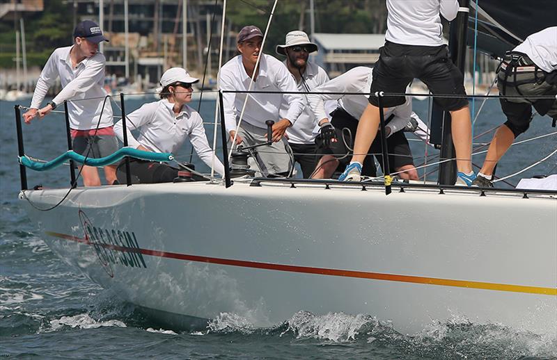 Clare Crawford driving Assassin on day 2 of the MC38s Spring Regatta photo copyright Crosbie Lorimer taken at Royal Prince Alfred Yacht Club and featuring the MC38 class