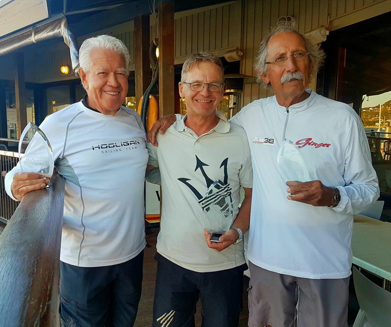 The top 3 skippers; Marcus Blackmore, Chris Way and Leslie Green at the MC38 Autumn Regatta photo copyright Lisa Ratcliff taken at Middle Harbour Yacht Club and featuring the MC38 class