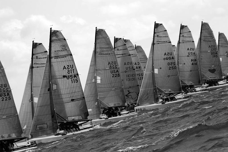 The start of race 2 during event 2 of the 2015 Miami Winter Regatta photo copyright 2015 JOY / IM20CA taken at Coconut Grove Sailing Club and featuring the Melges 20 class