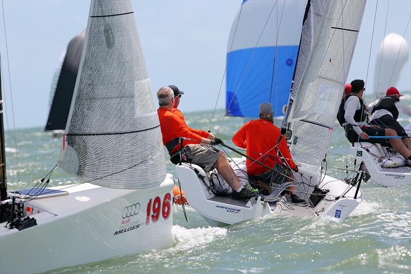 An exciting opening day at the Melges Rocks Regatta photo copyright JOY / U.S. Melges 24 Class Association taken at Coconut Grove Sailing Club and featuring the Melges 20 class