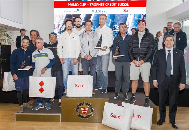 2018 34° Primo Cup 2018 Trophée Credit Suisse prize giving photo copyright YCM / Carlo Borlenghi taken at Yacht Club de Monaco and featuring the Melges 20 class