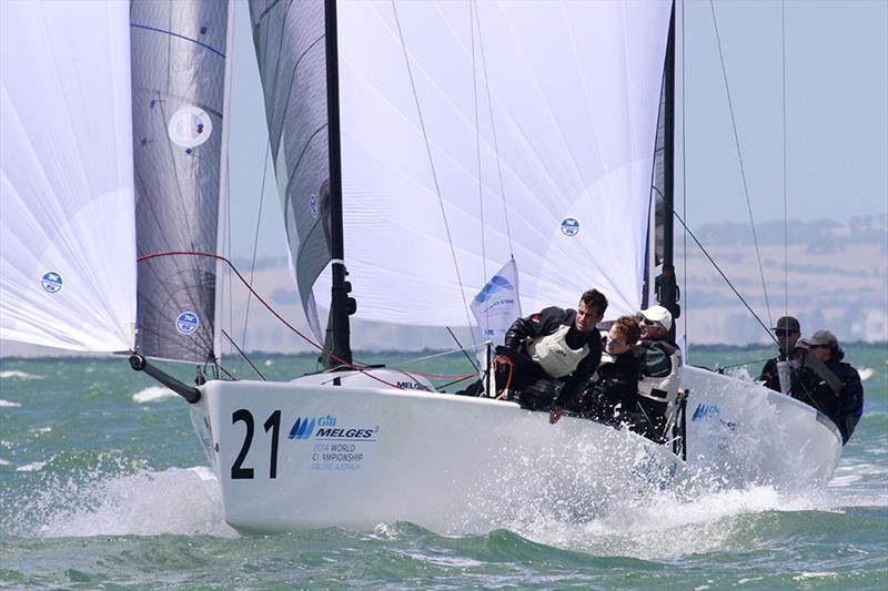 Blu Moon (Flavio Favini) on day 1 of the Gill Melges 24 World Championships at Geelong photo copyright Teri Dodds taken at Royal Geelong Yacht Club and featuring the Melges 24 class