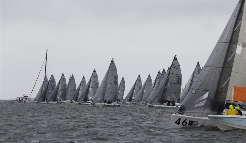 It's hard to slide a piece of paper between the Melges 24 racing teams at Sperry Charleston Race Week photo copyright Charleston Race Week / Tim Wilkes taken at Charleston Yacht Club and featuring the Melges 24 class